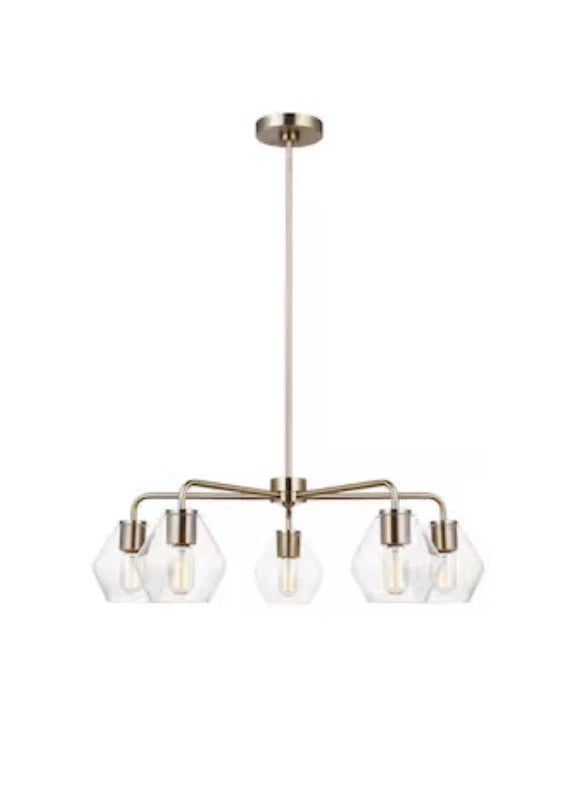 Generation Lighting Jett 5 -Light Satin Brass Clear glass Steel Chandelier