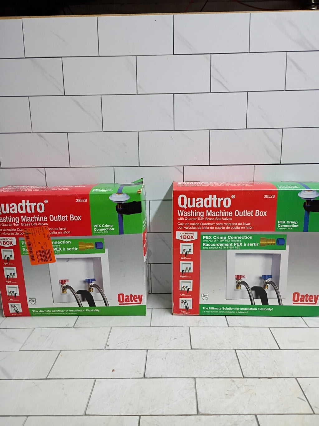 2 Pack Oatey Quadtro 38528 Washing Machine Outlet Box 1/4" Turn x 2" Hub OB