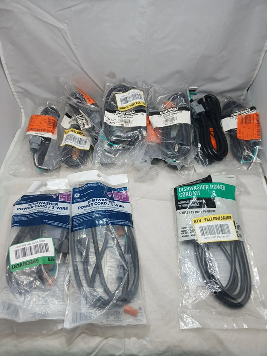 Lot Of 14 Assortment Of Dishwasher Power Cord Kits Eastman, GE, Everbilt,