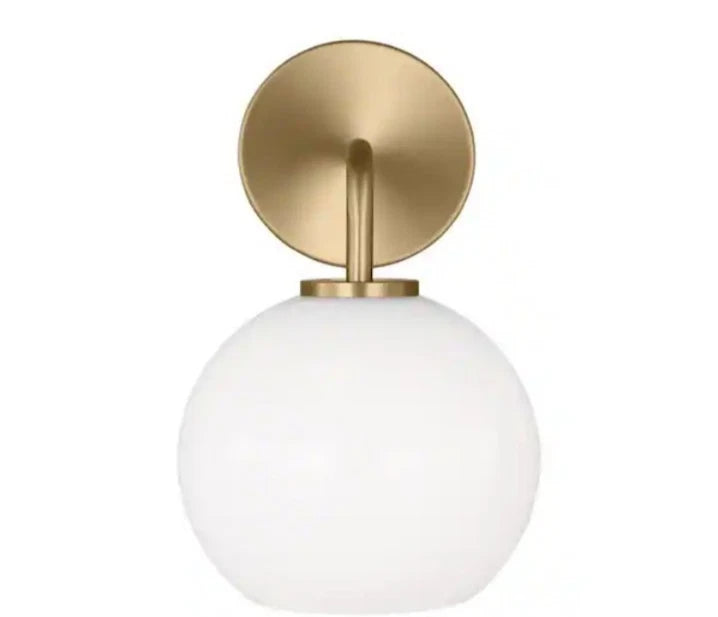 Orley 6.25 in. 1-Light Satin Brass Bathroom Vanity Light Clear Glass Shade OB