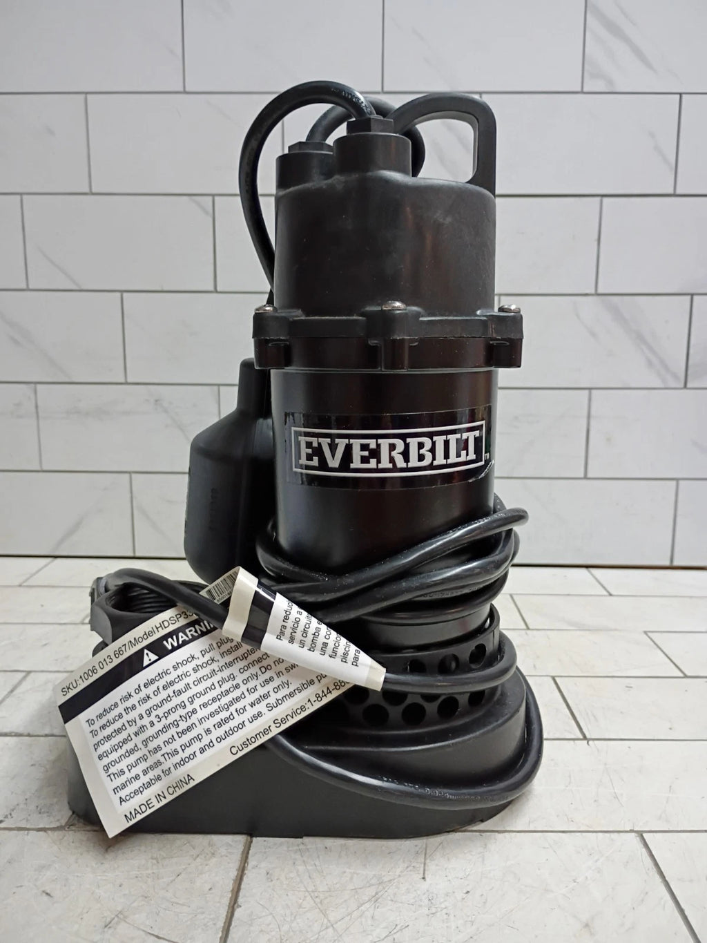 Everbilt 1/3 HP Corrosion Resistant Aluminum Sump Pump w/ Tether Switch