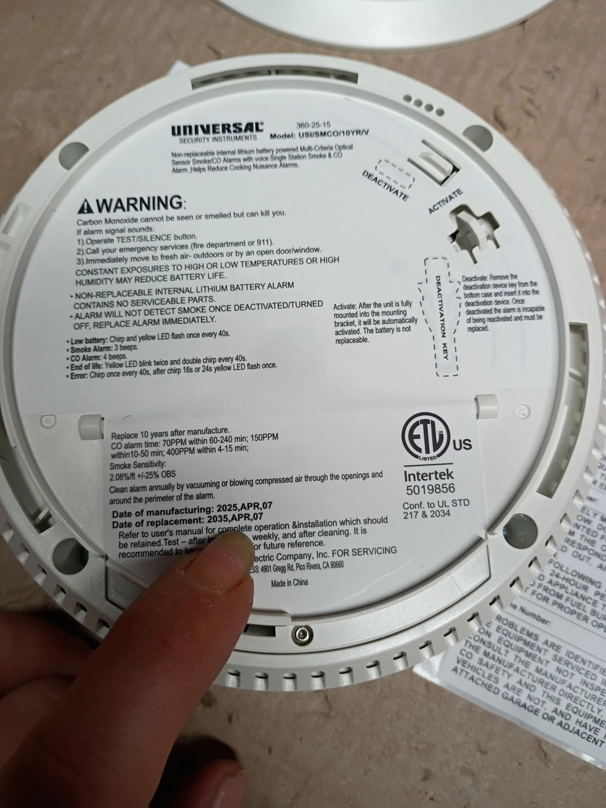 Universal 10-Year Battery Combo Smoke+Carbon Monoxide Detector Voice Alarm