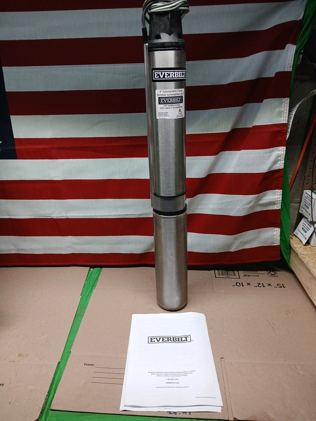EVERBILT HDSUB10-102 Deep Well Pump 4” Submersible 1 HP 10 GPM 2 Wire 310’