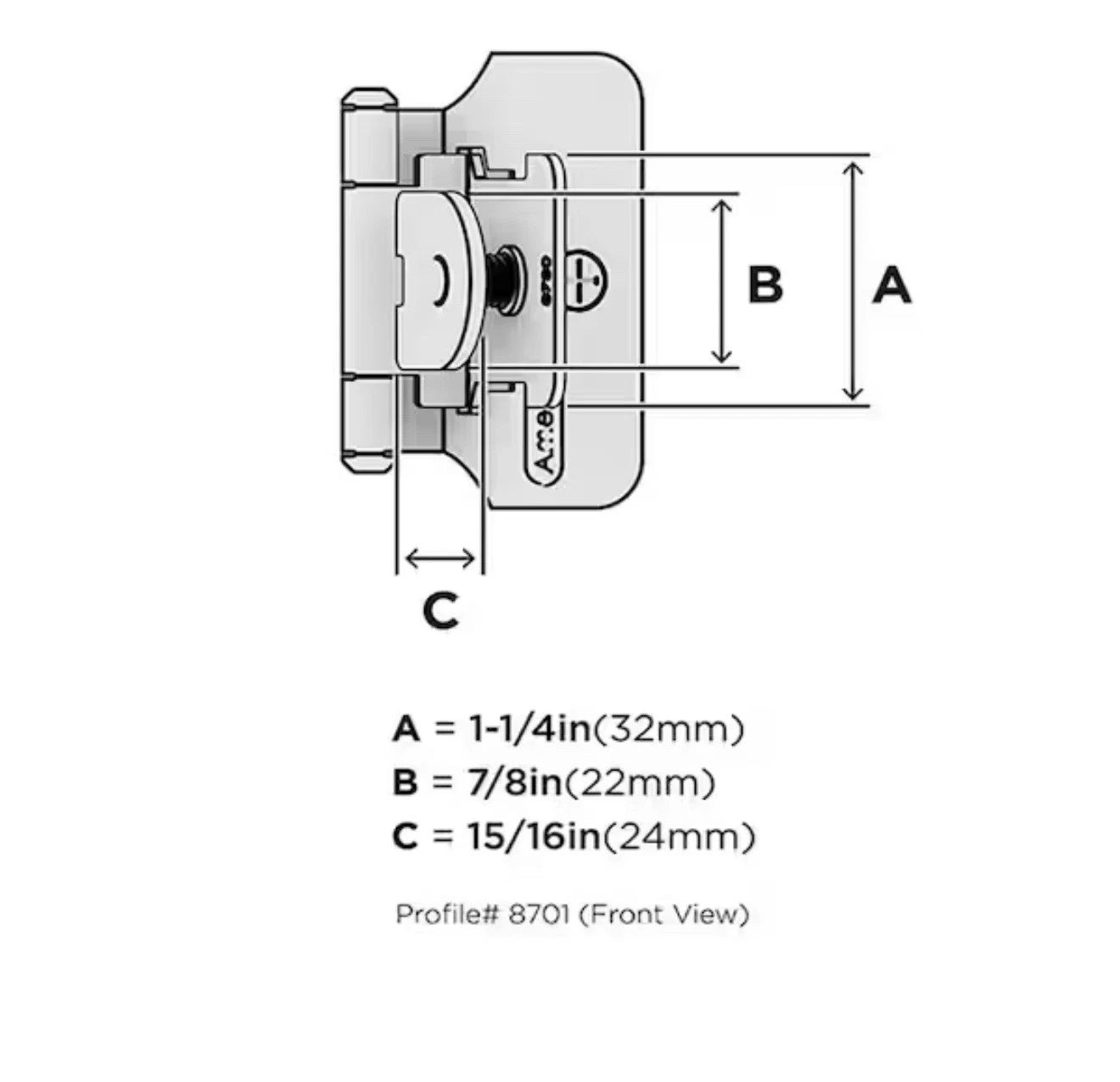 26-PACK Amerock BP8701 Functional Hardware 1/4 Inch Overlay Surface Mount Bronze