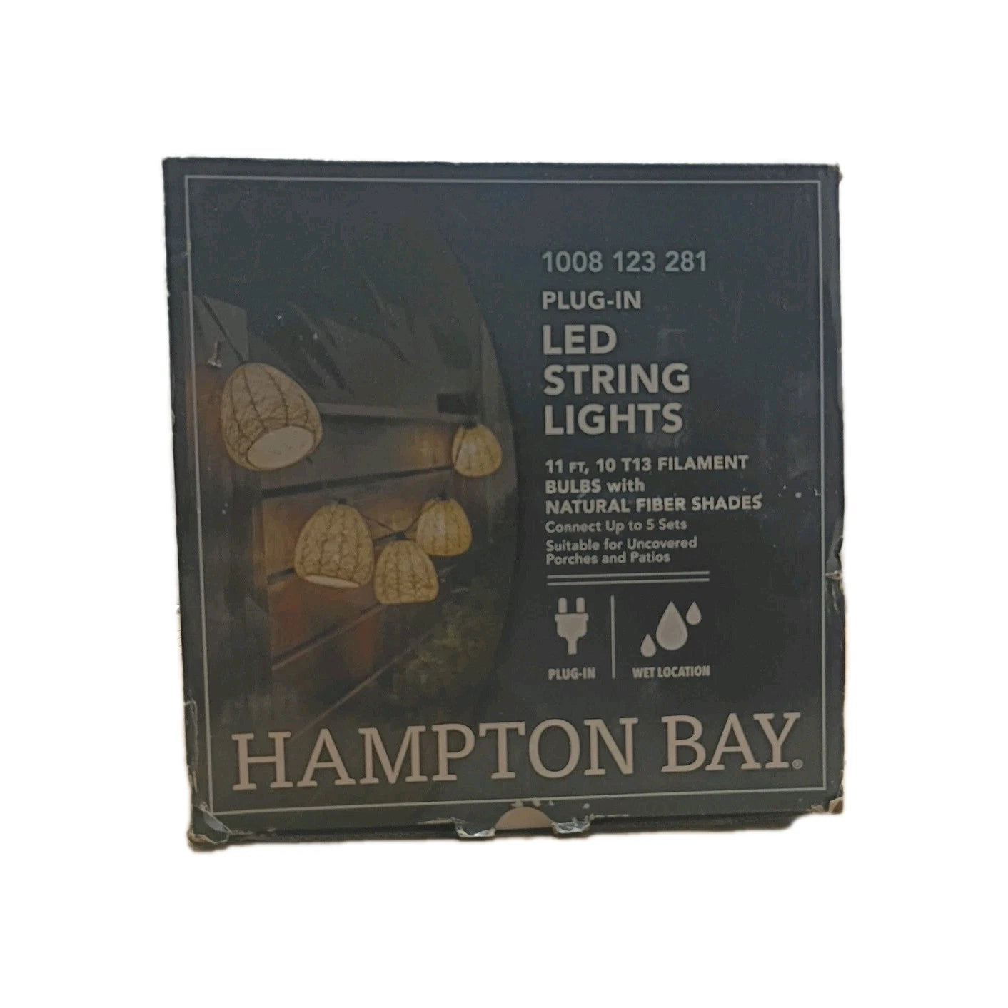 Hampton Bay 11 ft. Plug-In Mini Bulb LED Natural Fiber Shades String Light Ob