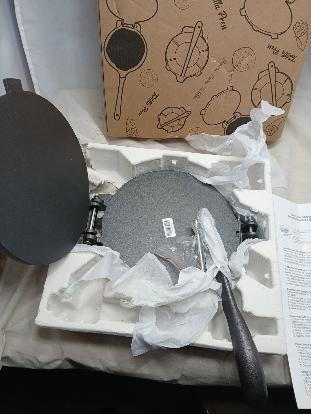 IMUSA USA Cast Iron Tortilla Press 8-Inch, Black (New Open Box)