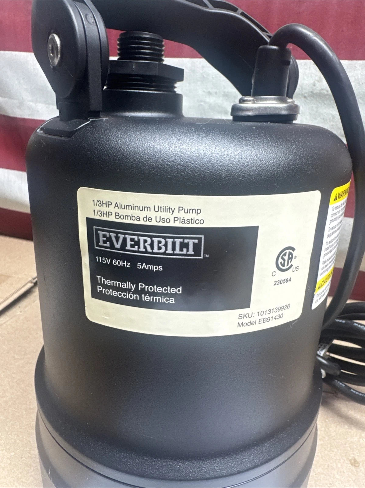 Everbilt 1/3 HP Submersible Aluminum Utility Pump