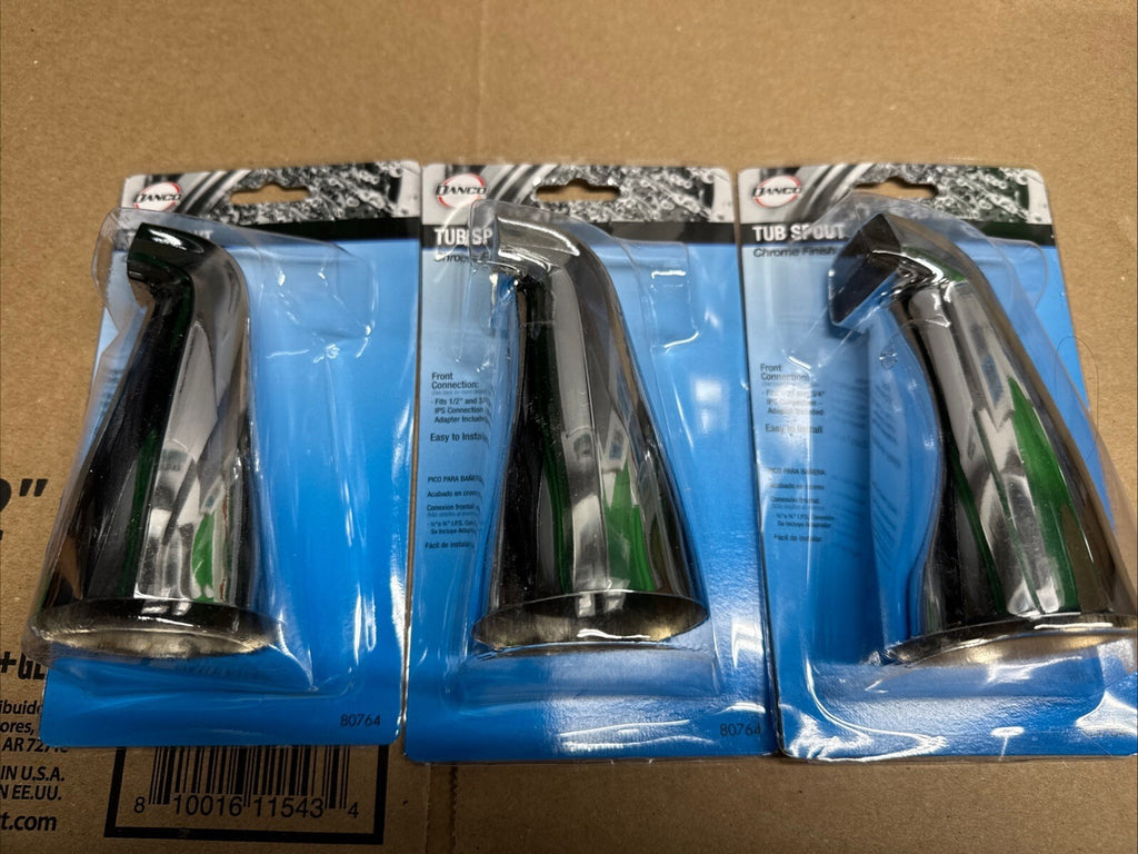 DANCO 80764 NON-DIVERTER TUB SPOUT IN CHROME 3PACK