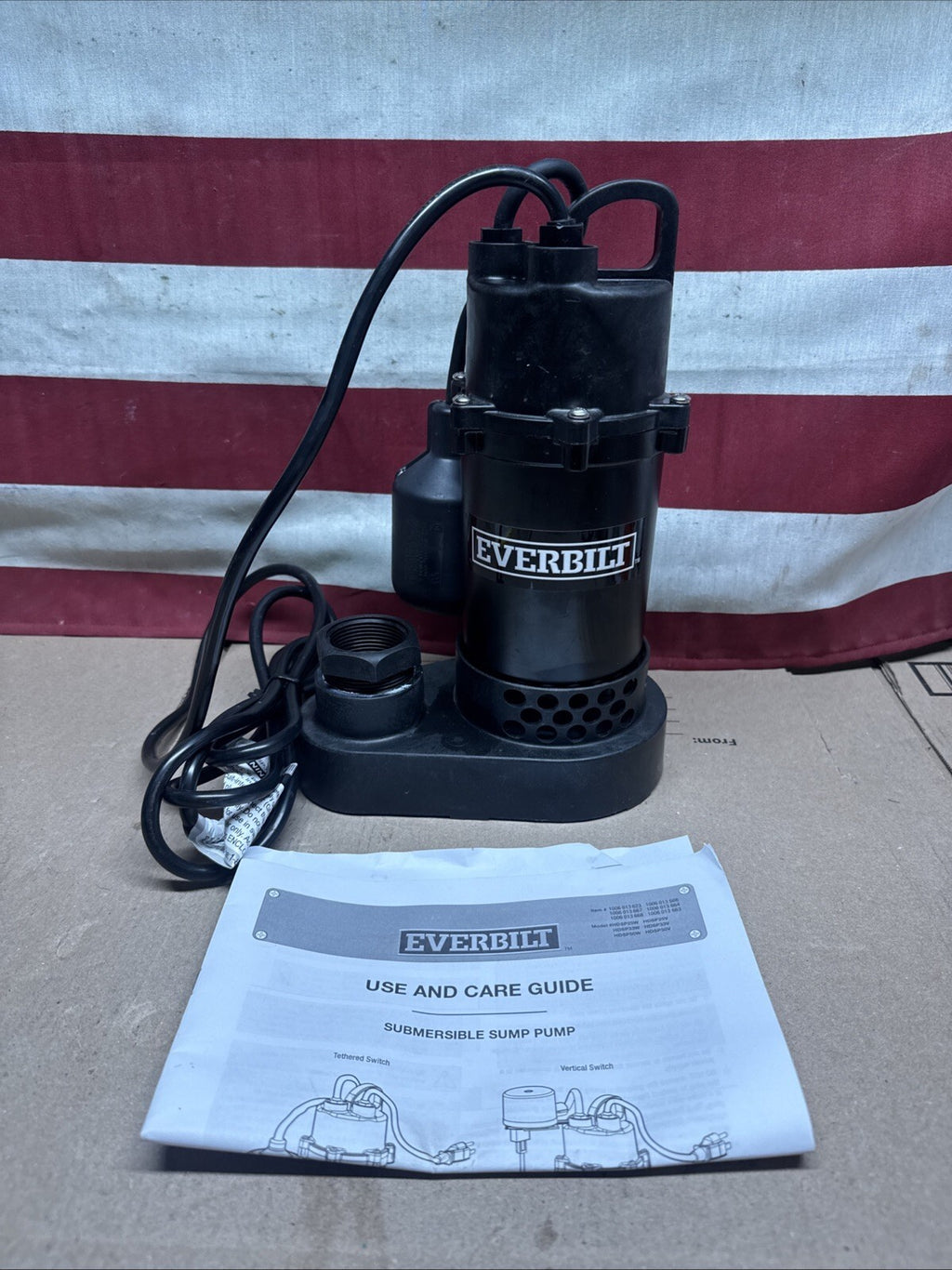 Everbilt 1/3 HP Corrosion Resistant Aluminum Sump Pump w/ Tether Switch NEW OB.