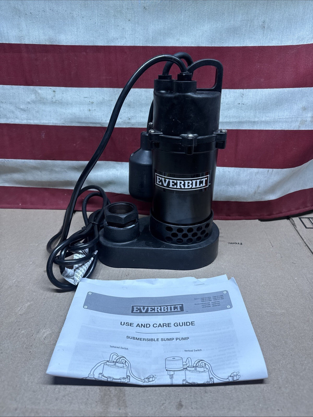 Everbilt 1/3 HP Corrosion Resistant Aluminum Sump Pump w/ Tether Switch NEW OB.