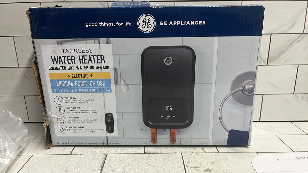 GE Tankless Water Heater 8.0 KW Point Of Use up to 1.7 GPM | GE08SNLPDG Open Box