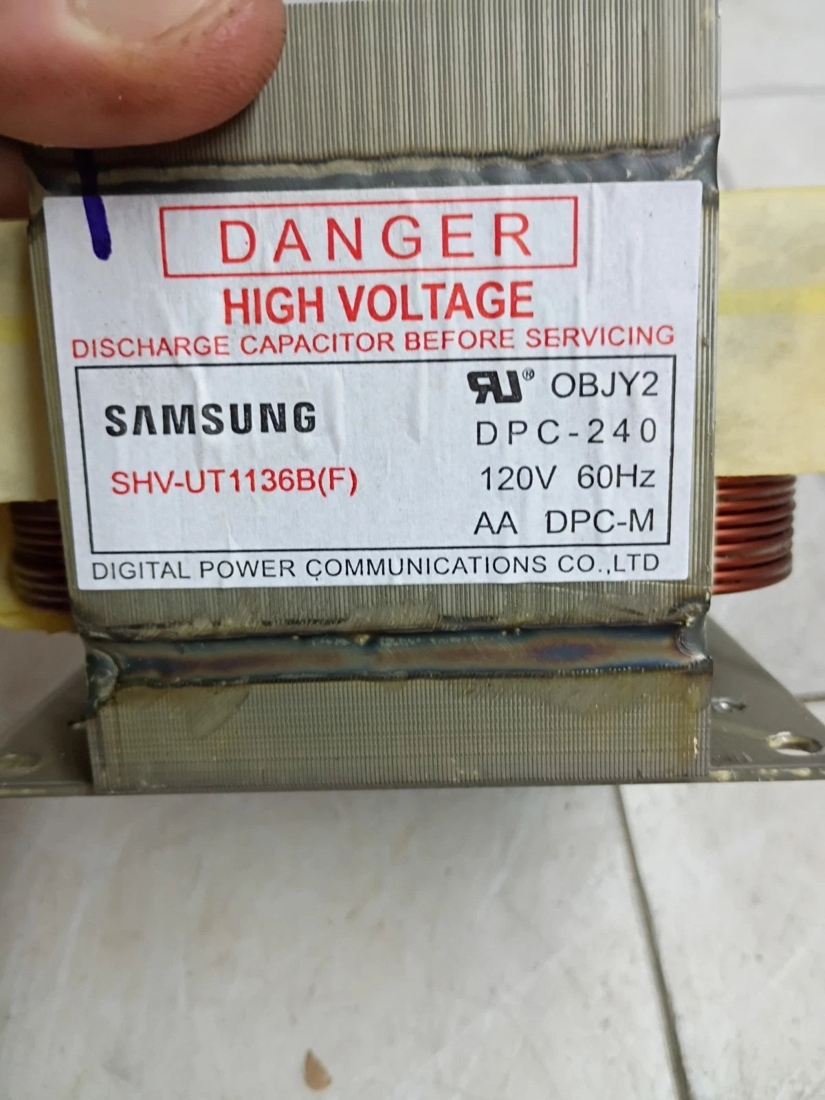SHV-UT1136B OEM SAMSUNG Microwave High Voltage Transformer Parts Only
