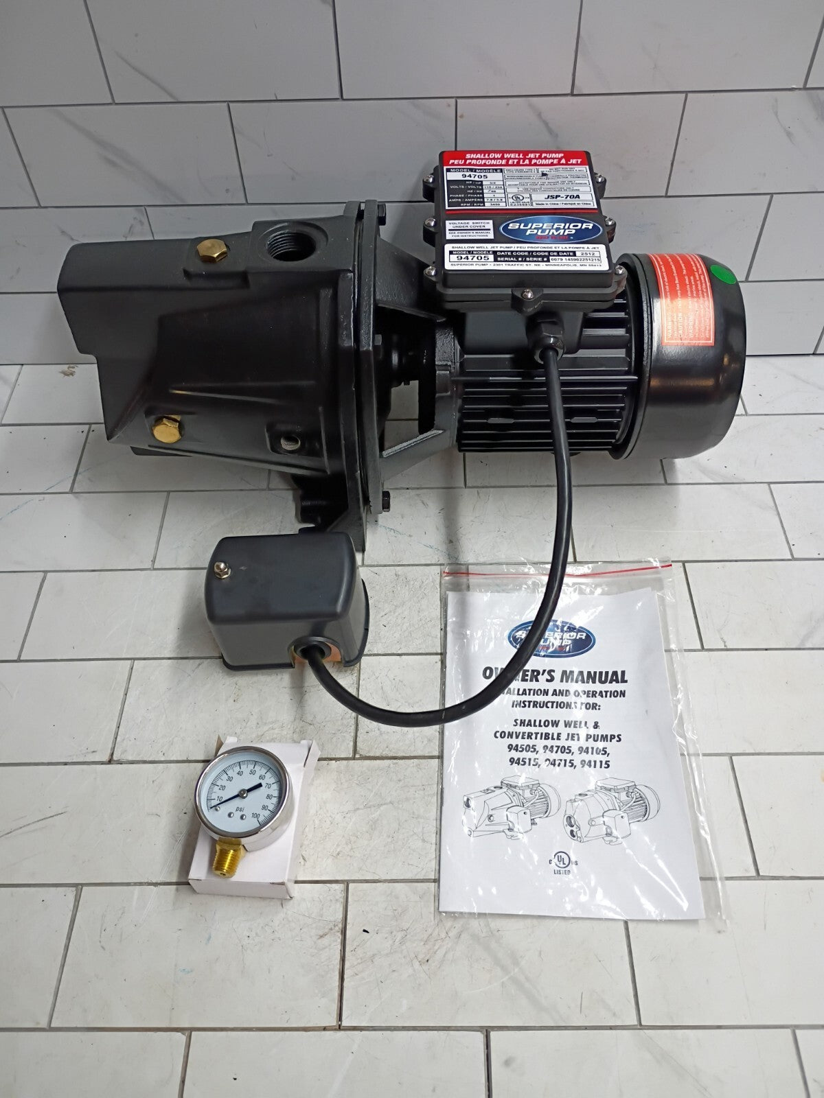 Superior Pump 94105 1HP Shallow Well Jet Pump Used Read