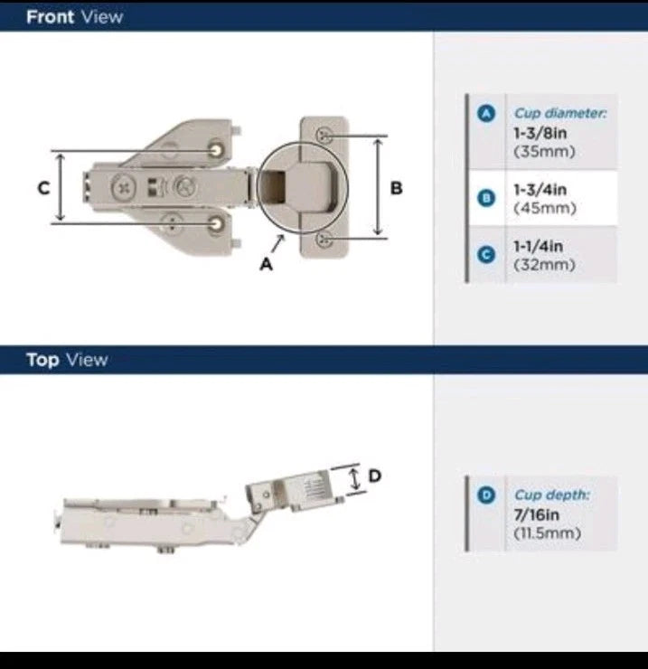 4 PK Amerock BP9239SLFF 105° Full Overlay Face Frame Self Closing Cabinet Hinges