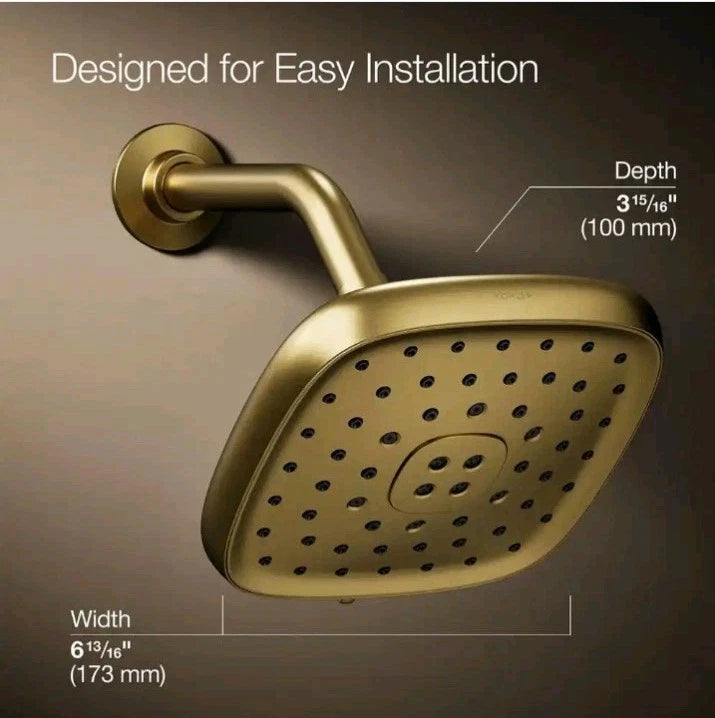 KOHLER Fordra Wall Mount Shower Head -Vibrant Brushed Brass, NOB no arm