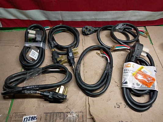 6pck HDX HD#601-004 6 ft. 10/4 30 Amp 4-Prong Dryer Power Cord, Open Box,