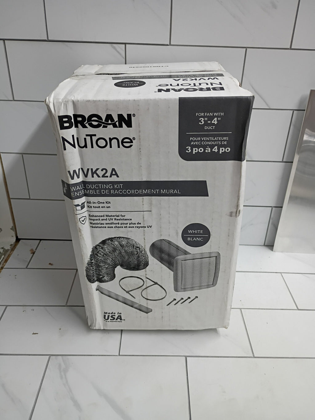2pk Broan-NuTone WVK2A Flexible Wall Ducting Kit White Vent 3"x4" New Open Box