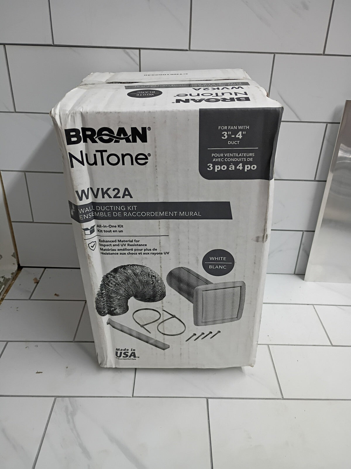 2pk Broan-NuTone WVK2A Flexible Wall Ducting Kit White Vent 3"x4" New Open Box