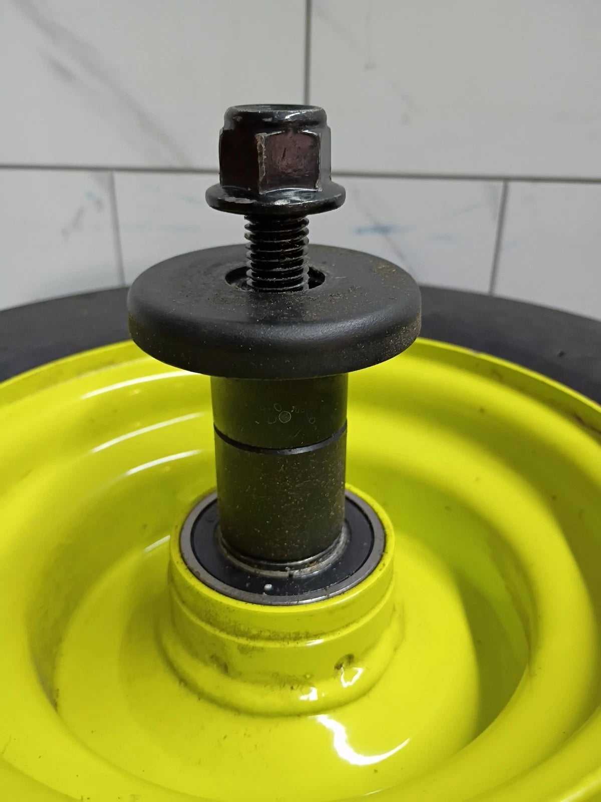Front Wheel with Tire for Ryobi Z42Li 80v Zero Turn Mower + Axel & Spacers Used