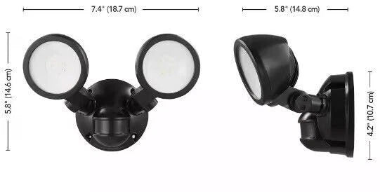 Defiant 180° Black Motion Activated Outdoor Int. LED Twin Head Flood Light