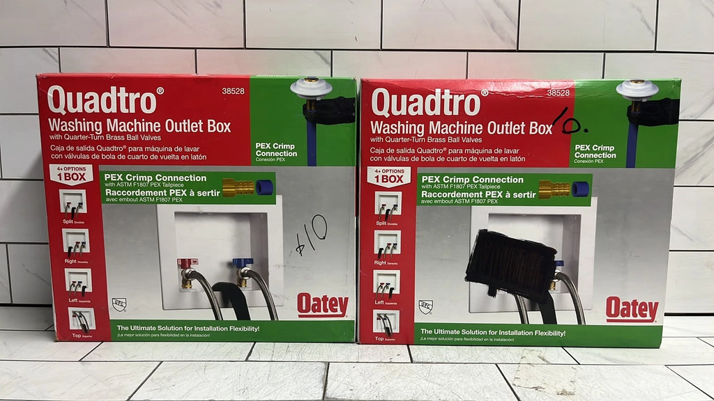 (2 Pack) Oatey Quadtro 38528 Washing Machine Outlet Box With PEX Crimp Valves OB