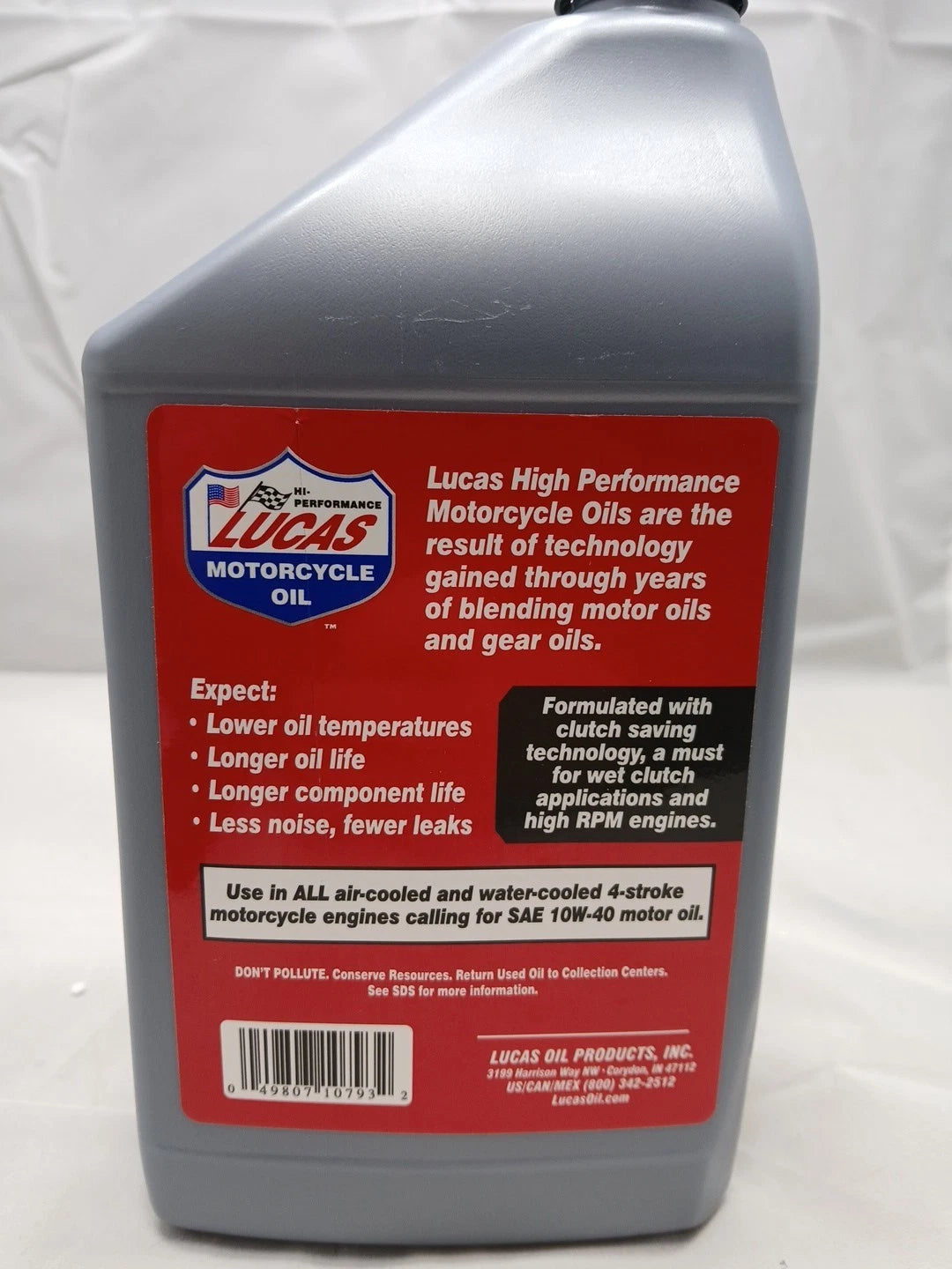 Lucas Synthetic Motorcycle Engine Oil 10W-40 1 Quart