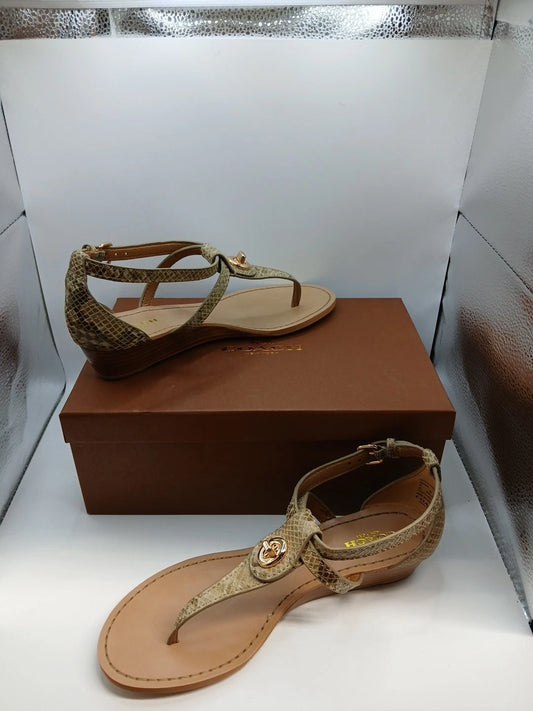 Coach Turnlock Leather Sandals Snakeskin Print Size 7