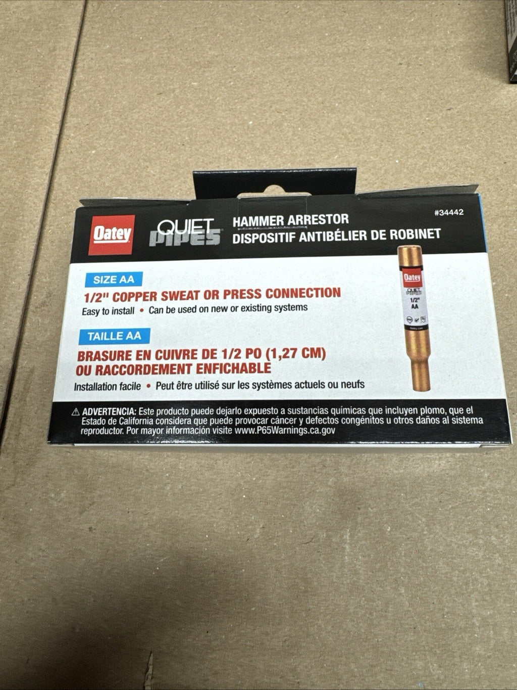 6Pk Oatey Quiet Pipes SWT/Press AA Straight Hammer Arrestor 1/2" Male 34442.