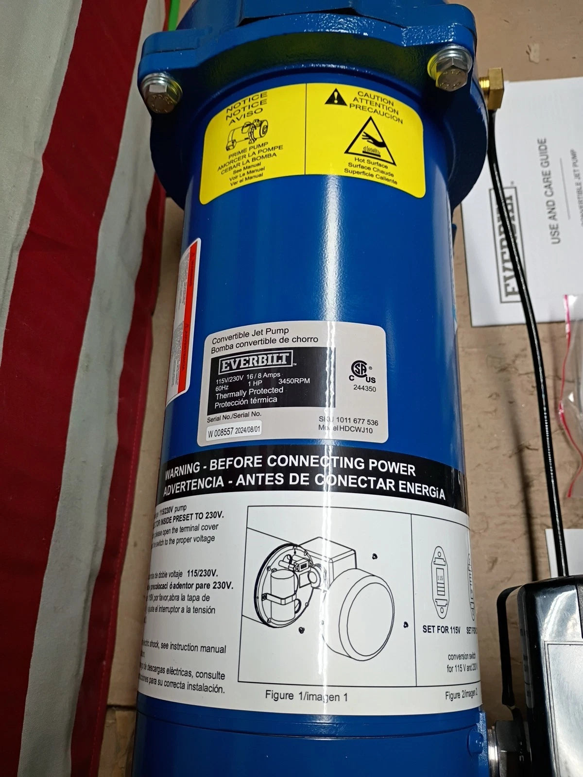 Everbilt HDCWJ10, 1 HP Professional Convertible Jet Pump, 24 GPM, NEW OPEN BOX,