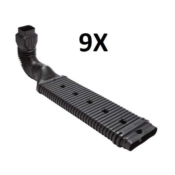 (9PK) Stealth Flow 4601 43" Black Vinyl Low Profile Downspout Extension Kit