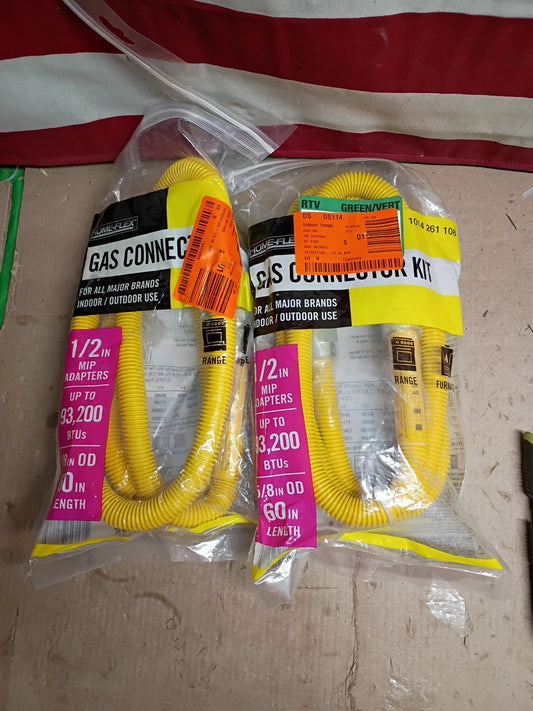2PK Everbilt EBRC-Y-44-60, 1/2" MIP x 5/8" IN OD 60" Gas Connector 93,200 BTU OB