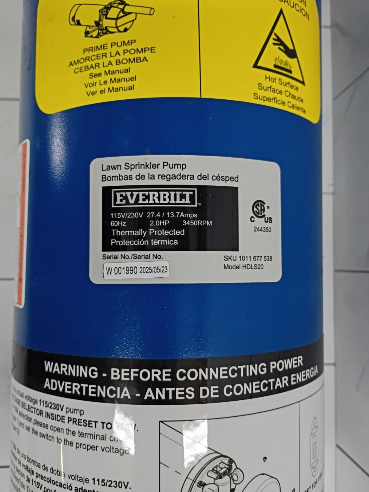 EVERBILT HDLS20 Professional Irrigation Pump Cast Iron 2HP Dual Voltage PARTS ON