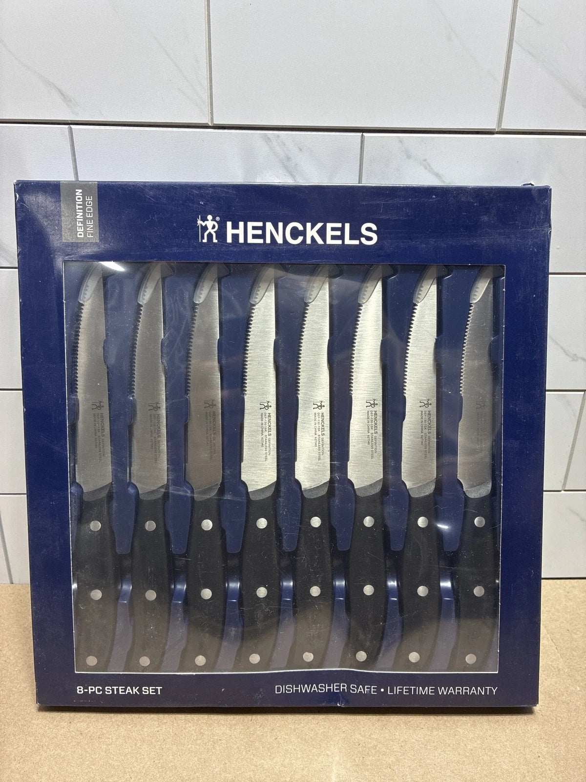 Henckels 8 Piece Steak Knife Set 4.5" Triple Rivet Stainless Steel Blade OB