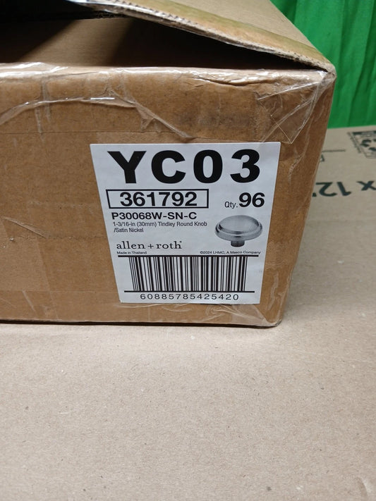 96pck P30068W-SN 1 1/8" Satin Nickel Round Cabinet Drawer Knob NEW