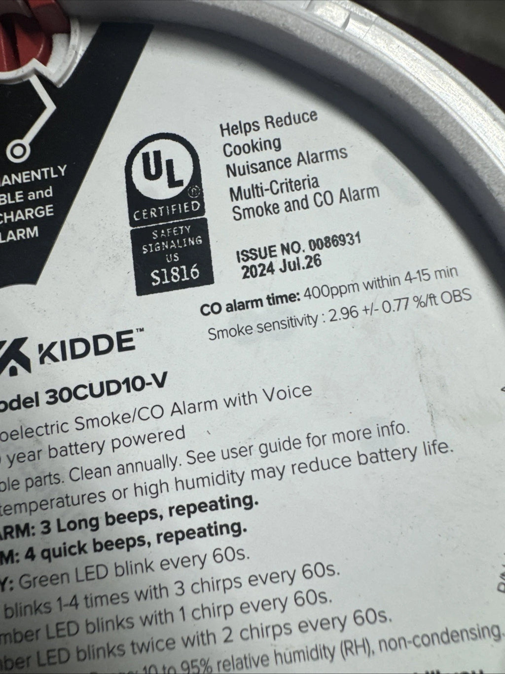 Kidde Detect 30CUD10-V Smoke + Carbon Monoxide Alarm - 10Yr Battery Voice Alerts