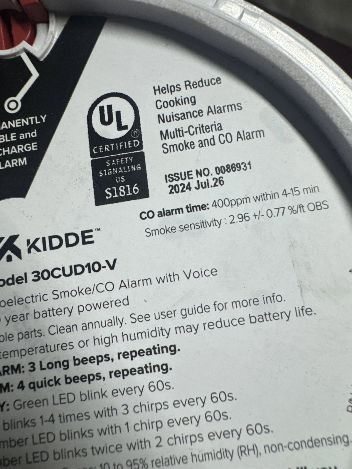 Kidde Detect 30CUD10-V Smoke + Carbon Monoxide Alarm - 10Yr Battery Voice Alerts