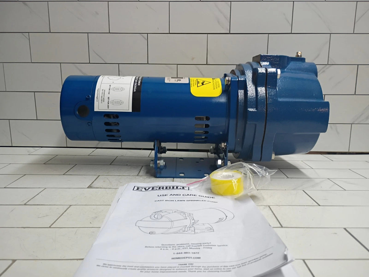 Everbilt HDLS15, 1-1/2 HP Cast Iron Lawn Irrigation Pump 61 GPM 51 PSI Open Box