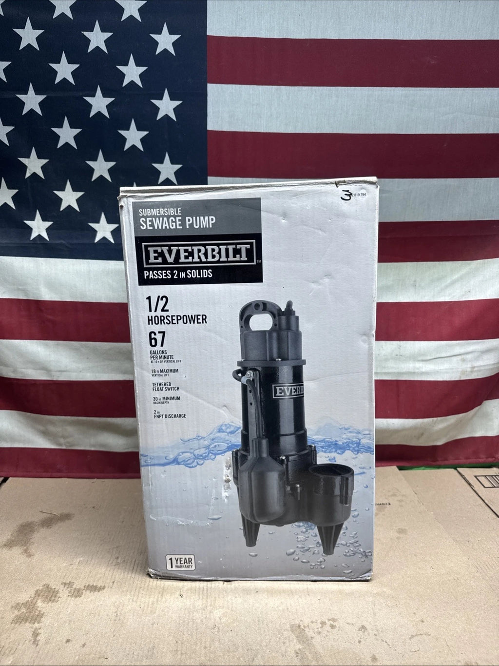 Everbilt 1/2 HP Submersible Sewage Ejector Pump (HDRSW50) with Tethered Switch