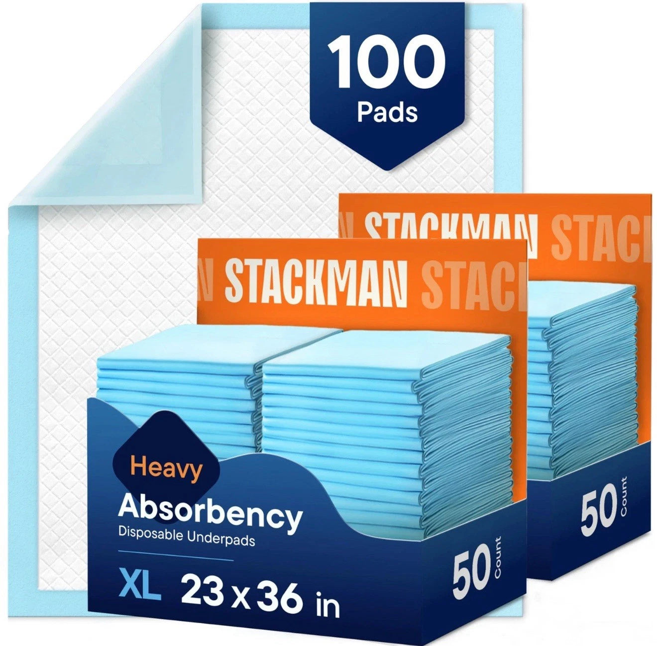Chucks Pads Disposable [100-Pack] Adult Incontinence Underpads 23"x 36" Large..,