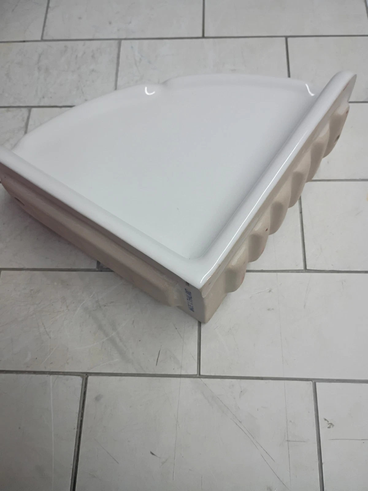 2PK Lenape Porcelain White Bathroom Corner Shelf Shower Storage Organizer. OB