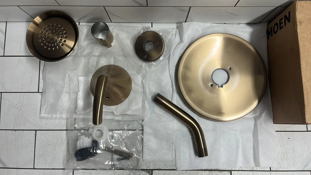 Moen T2742BZG Glyde Posi-Temp Shower Faucet Set Showerhead Handle - Bronzed Gold