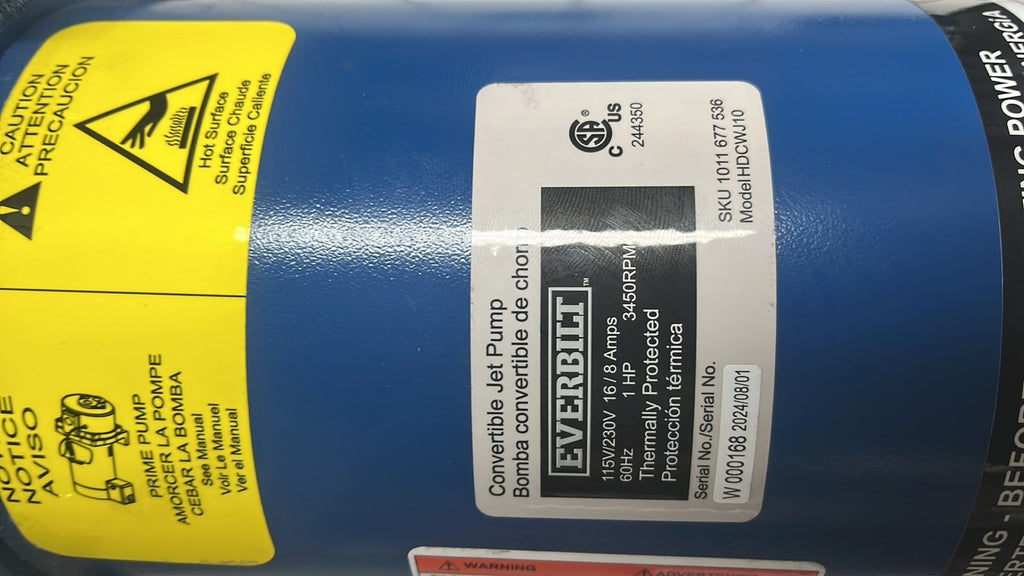 Everbilt HDCWJ10 1HP 115/230v  Professional Convertible Jet Pump NEW OPEN BOX