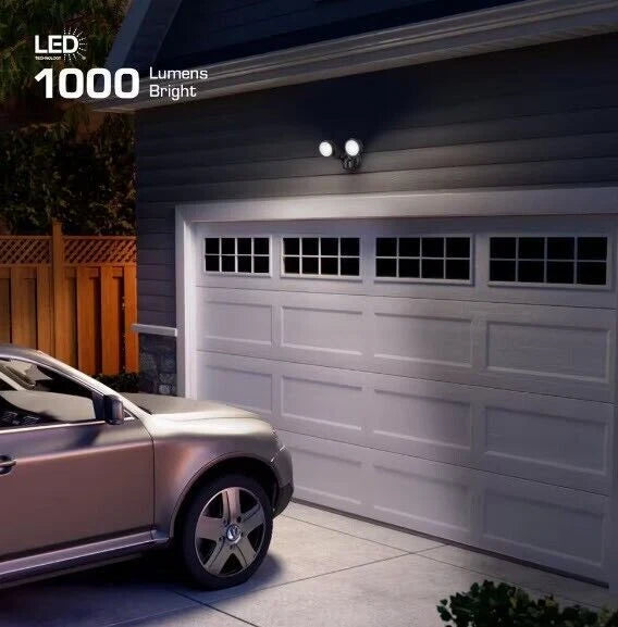 Defiant 180° Black Motion Activated Outdoor Int. LED Twin Head Flood Light