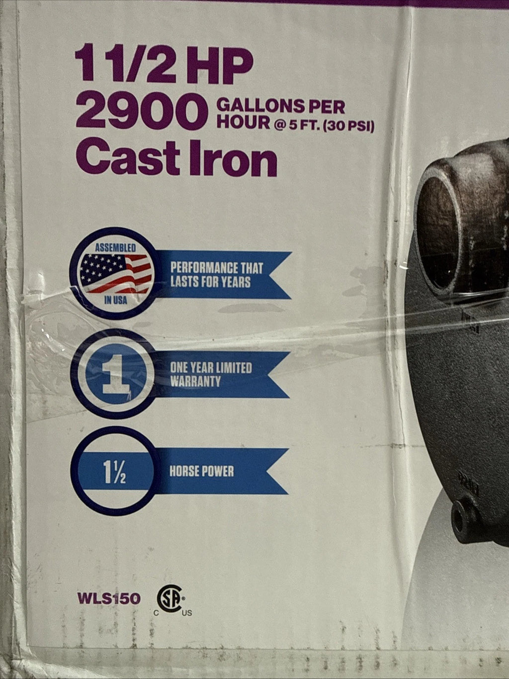 Wayne WLS150 1-1/2 HP Cast Iron Quick-Prime Lawn-irrigation Sprinkler Pump. NOB