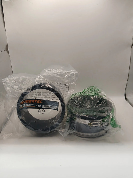 2 pack POWERTEC 70149 4 Inch Dust Control Flex Cuff with Steel Hose Clamps OB