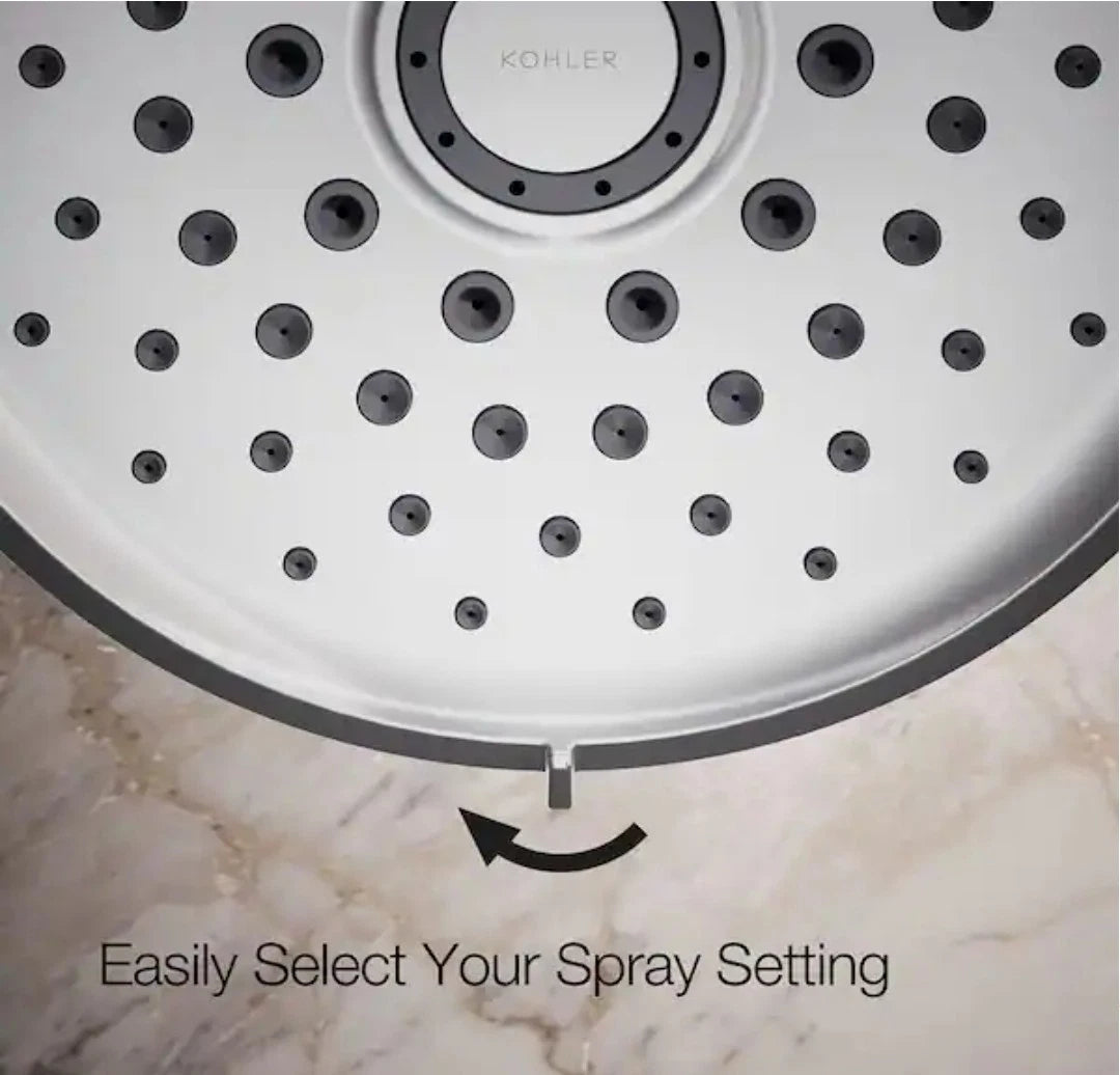 KOHLER Cursiva 3-Spray 6.75 in Wall Mount Fixed Showerhead Polished Chrome NOB