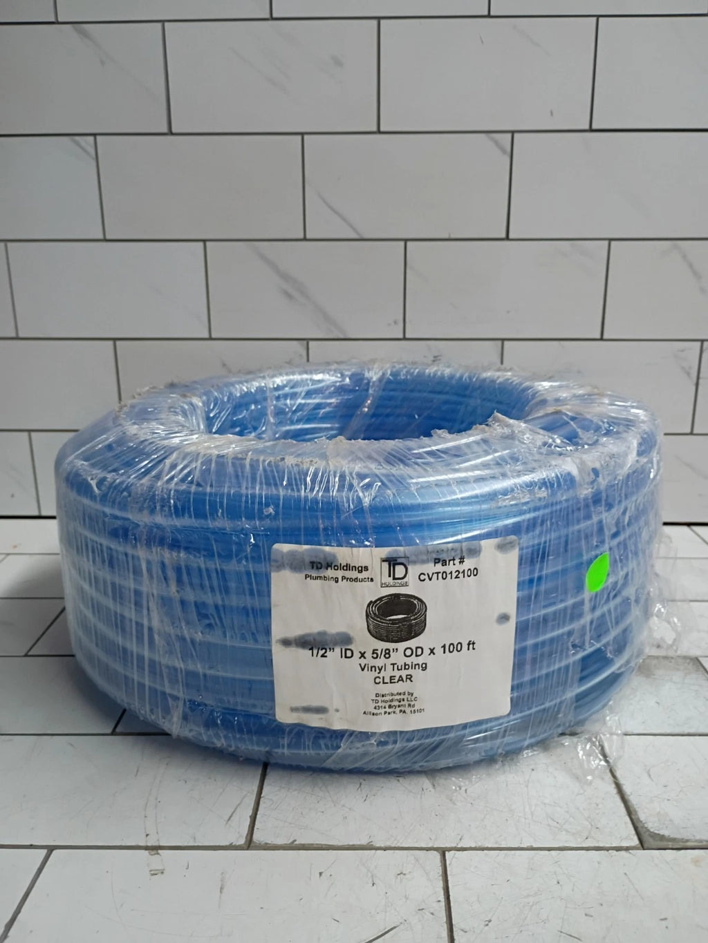 TD Holdings CVT012100 1/2"Id x5/8"OD x 100' Flexible NonToxic Clear Vinyl Tubing