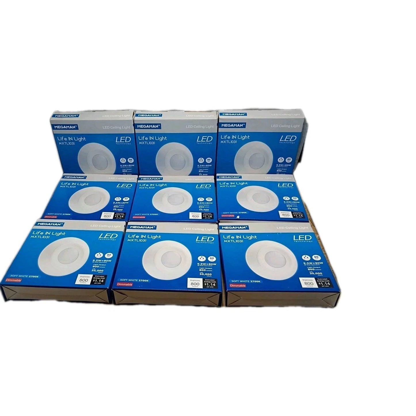 9PK megaman LED Ceiling Light MXTL1031 Light Out 800 Lumens New Open Box