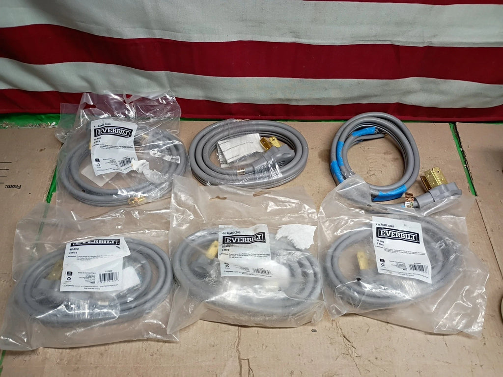 (6Pack) Everbilt 61256HD 4 ft. 40 Amp 3 Wire 6/8 3-Wire Electric Range Plug, OB,