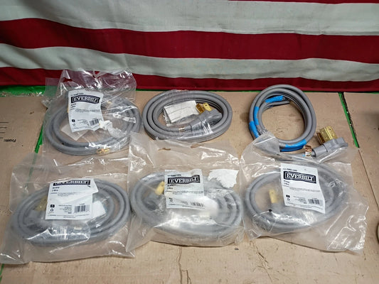 (6Pack) Everbilt 61256HD 4 ft. 40 Amp 3 Wire 6/8 3-Wire Electric Range Plug, OB,